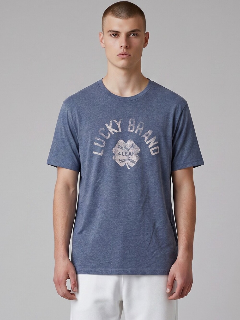 Lucky Brand Heather Navy Short-Sleeve Graphic Tee